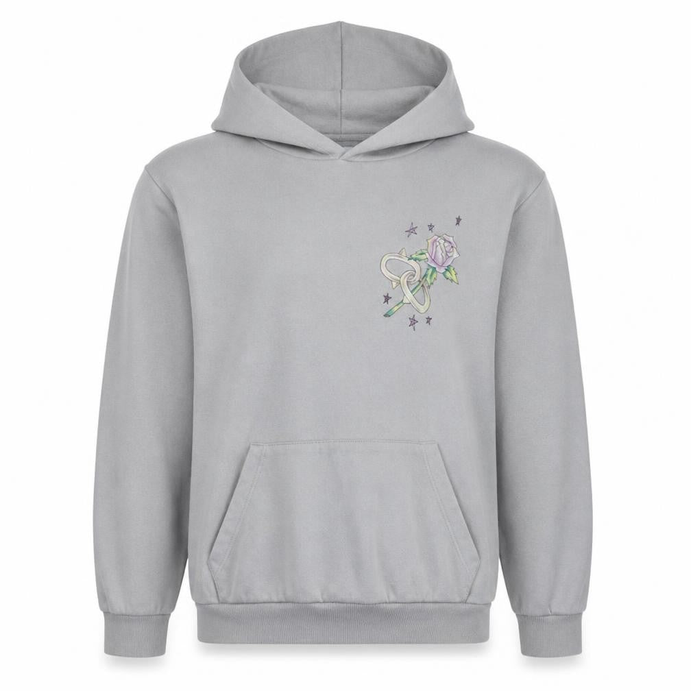 Bershka Men's Grey Pullover Hoodie L Romantic Skull Graphic