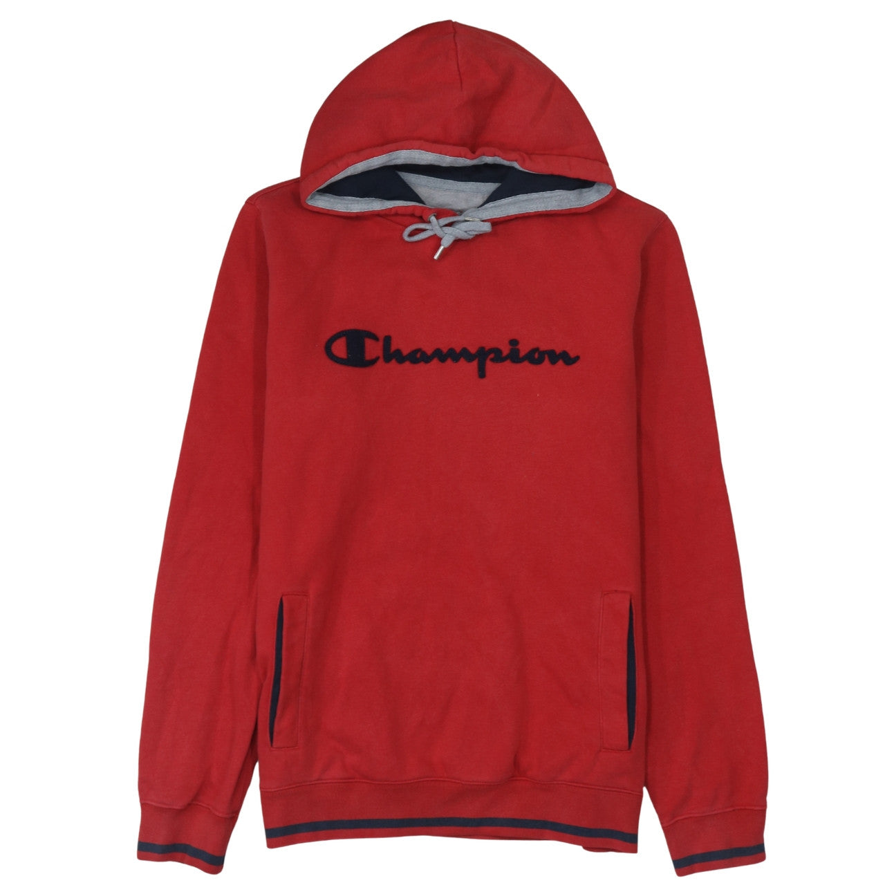 Champion Men's Red Pullover Hoodie L Logo Sports Fleece