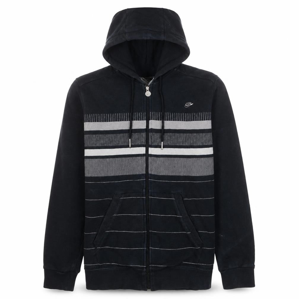 Nike Mens Black Striped Full Zip Hoodie Size S Regular Fit
