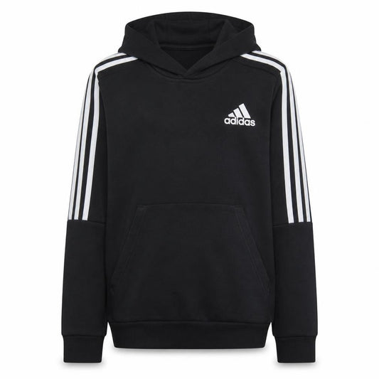 Adidas Boys Black Pullover Hoodie 11-12 Years Classic Three Stripes