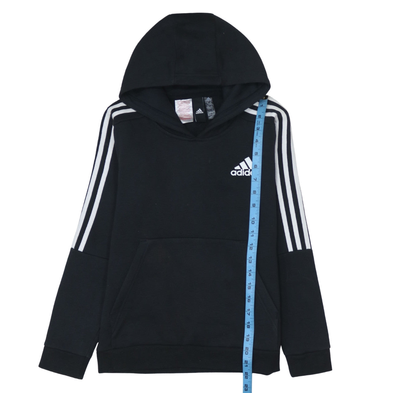 Adidas Boys Black Pullover Hoodie 11-12 Years Classic Three Stripes