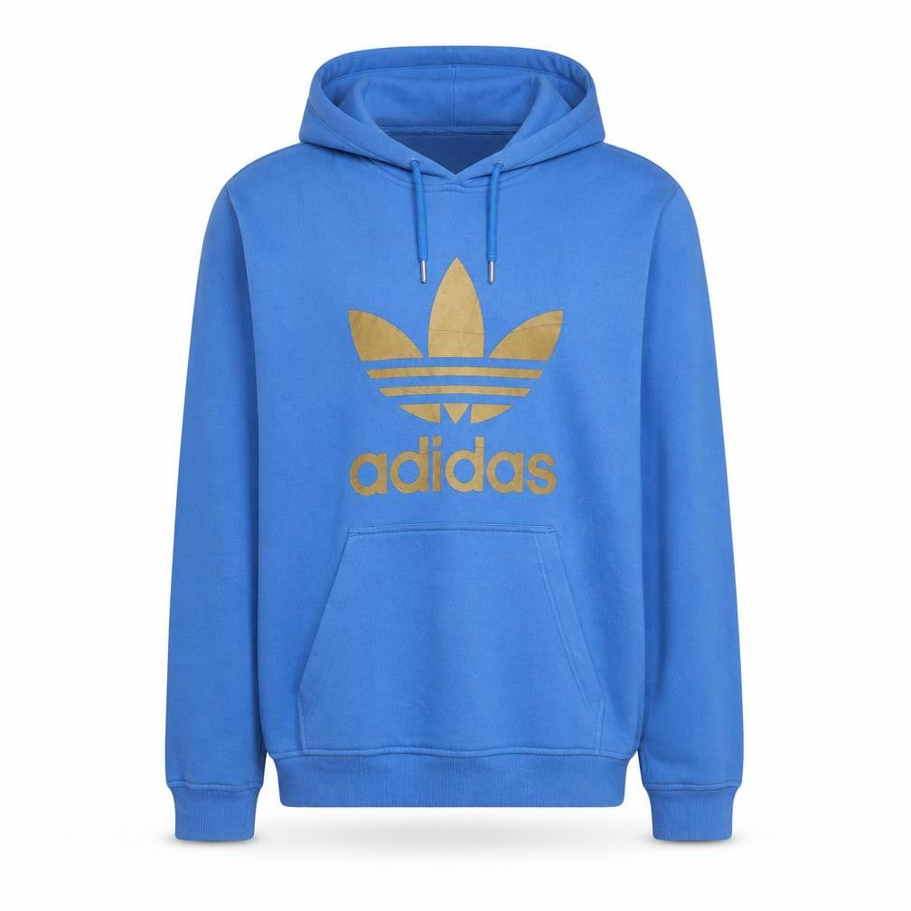 Adidas Men Blue Pullover Hoodie L Logo Graphic Sportswear