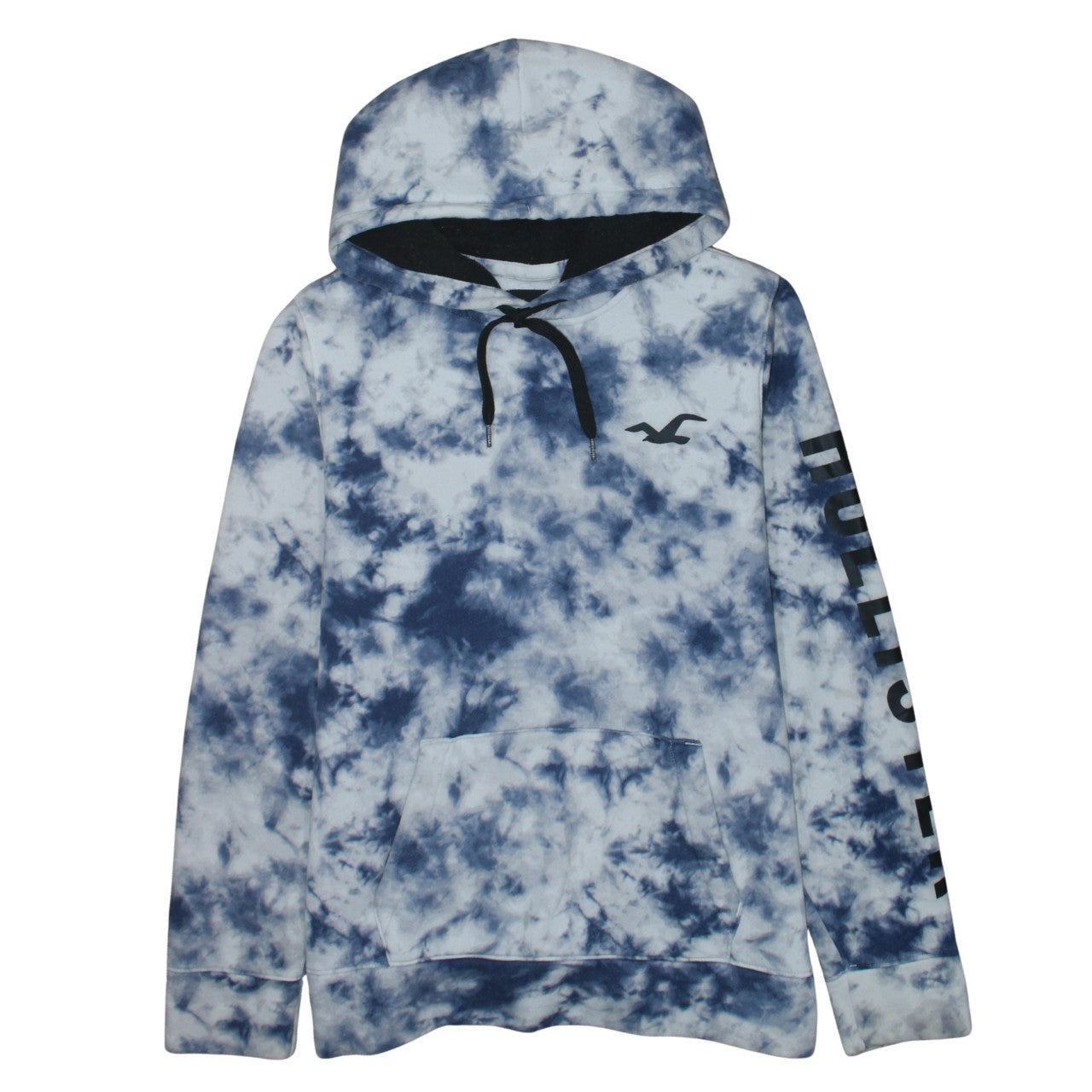 Hollister Men's Blue Tie-Dye Pullover Hoodie XL Fleece Logo