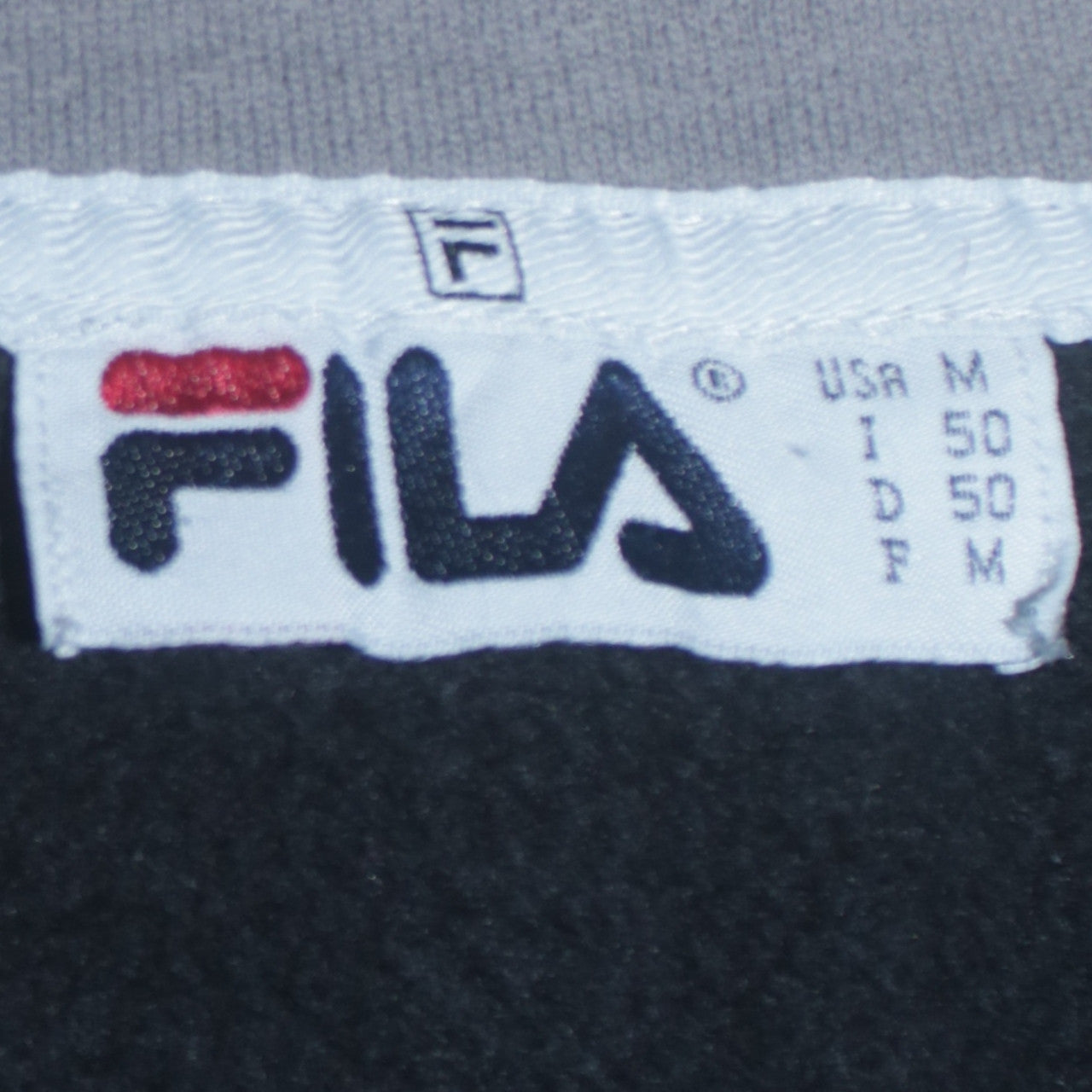 Fila Mens Black Collared Henley Sweatshirt M Embroidered Logo