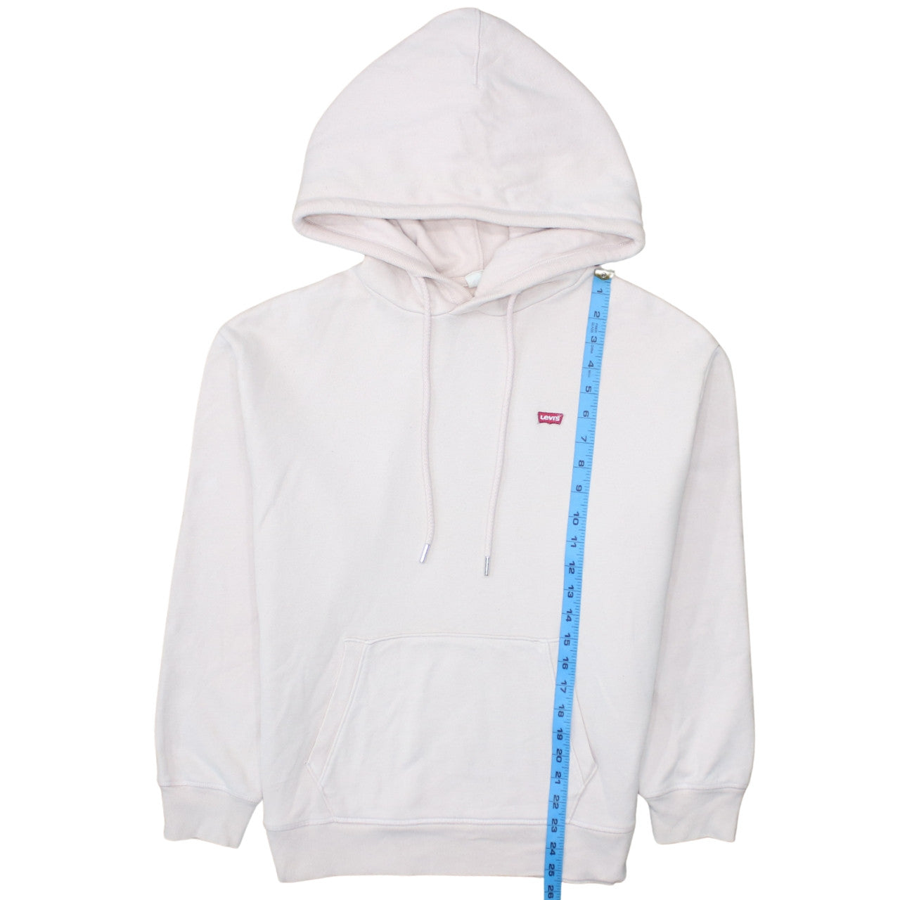 Levi's Men's White Pullover Hoodie Small Cotton Fleece Logo