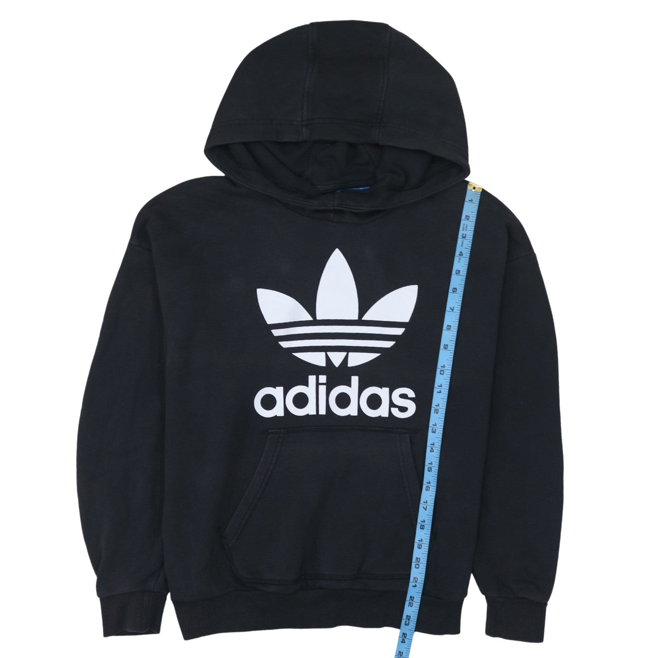 Adidas Women Black Pullover Hoodie Size 10 Trefoil Logo Comfortable Casual