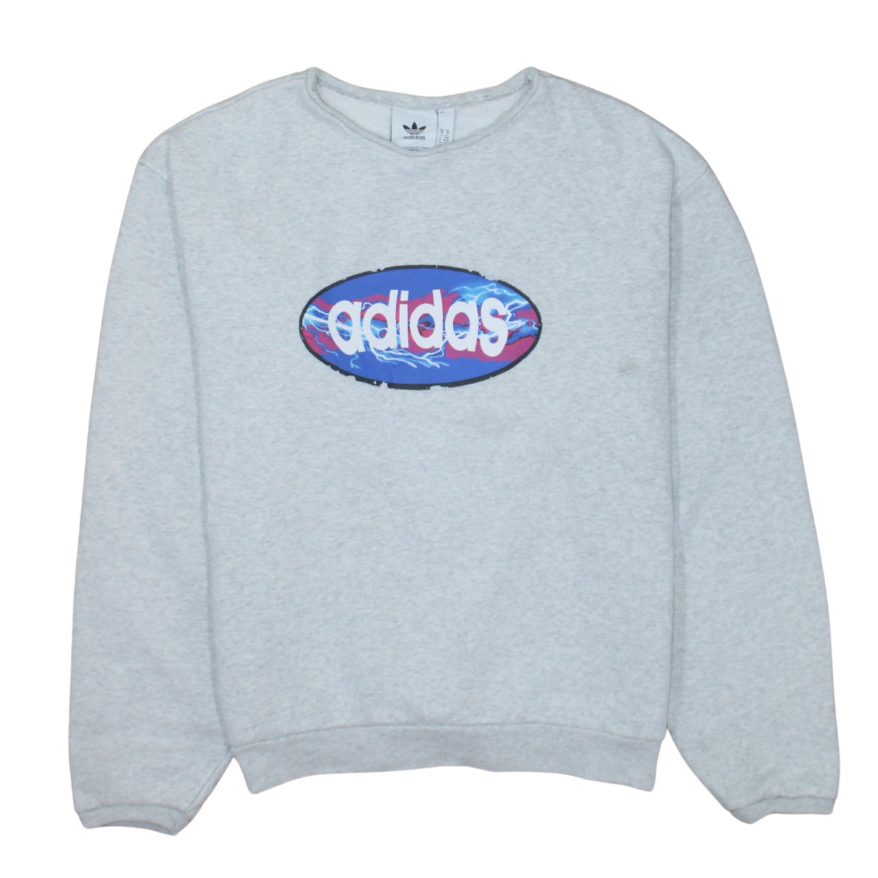 Adidas Women Grey Logo Pullover Sweatshirt M Long Sleeve Casual