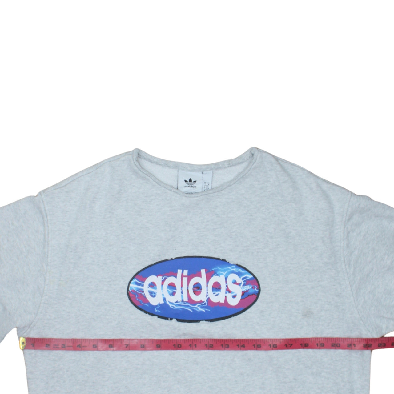 Adidas Women Grey Logo Pullover Sweatshirt M Long Sleeve Casual