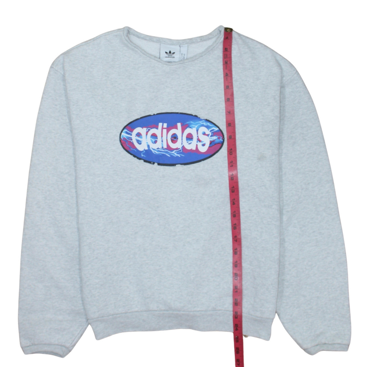 Adidas Women Grey Logo Pullover Sweatshirt M Long Sleeve Casual