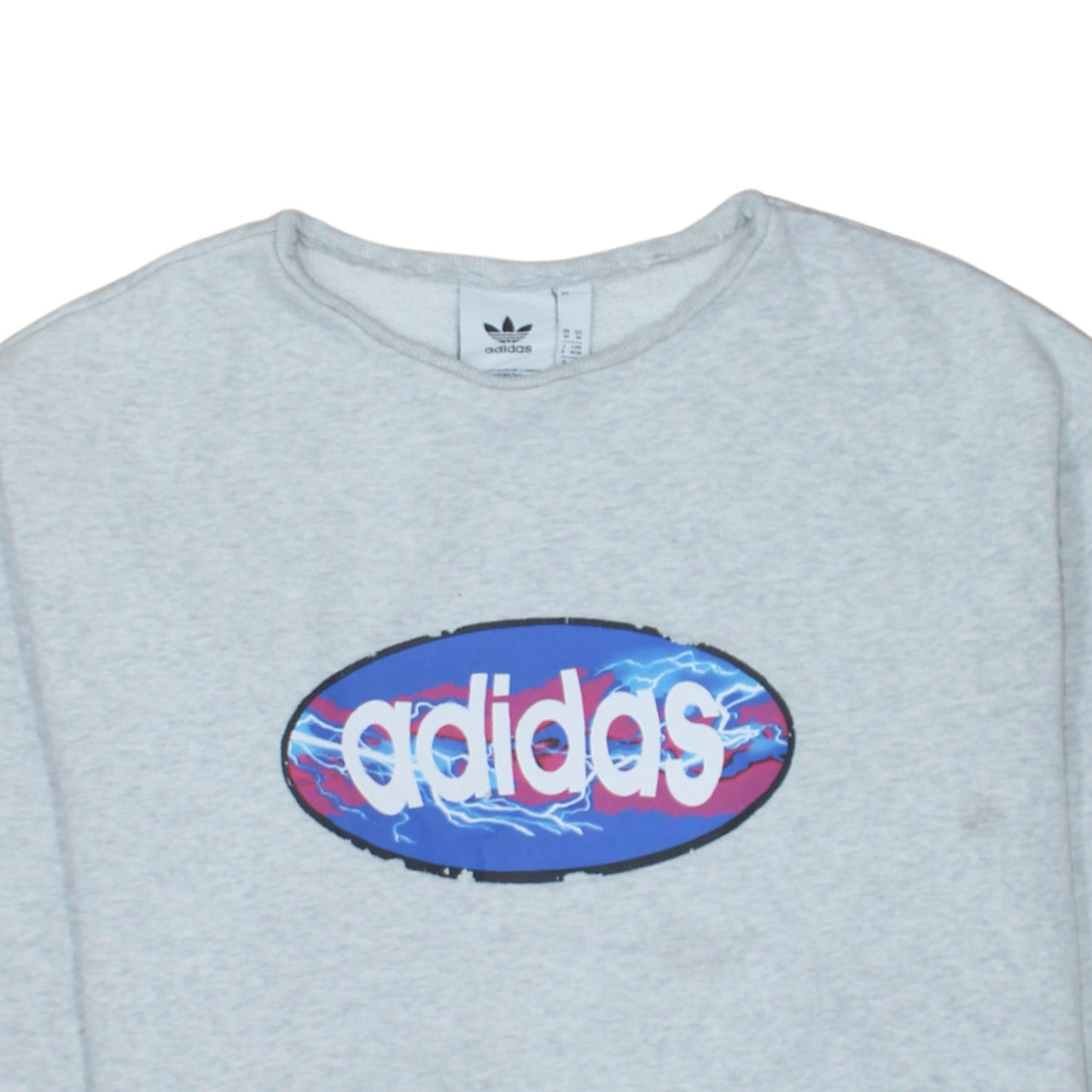 Adidas Women Grey Logo Pullover Sweatshirt M Long Sleeve Casual