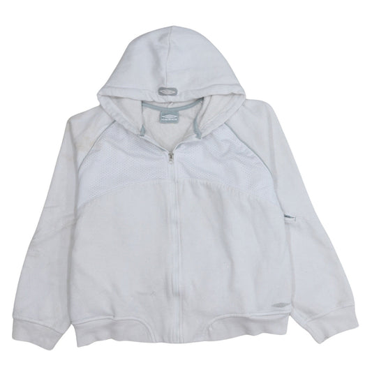 Umbro Women White Full Zip Hoodie Size M Athletic Fit