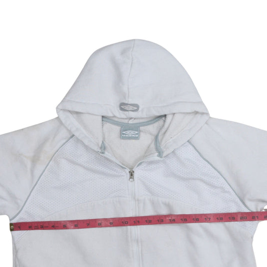 Umbro Women White Full Zip Hoodie Size M Athletic Fit