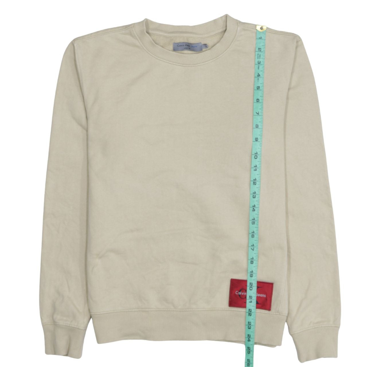 Calvin Klein Jeans Men's Beige Slim Fit Crew Neck Sweatshirt S