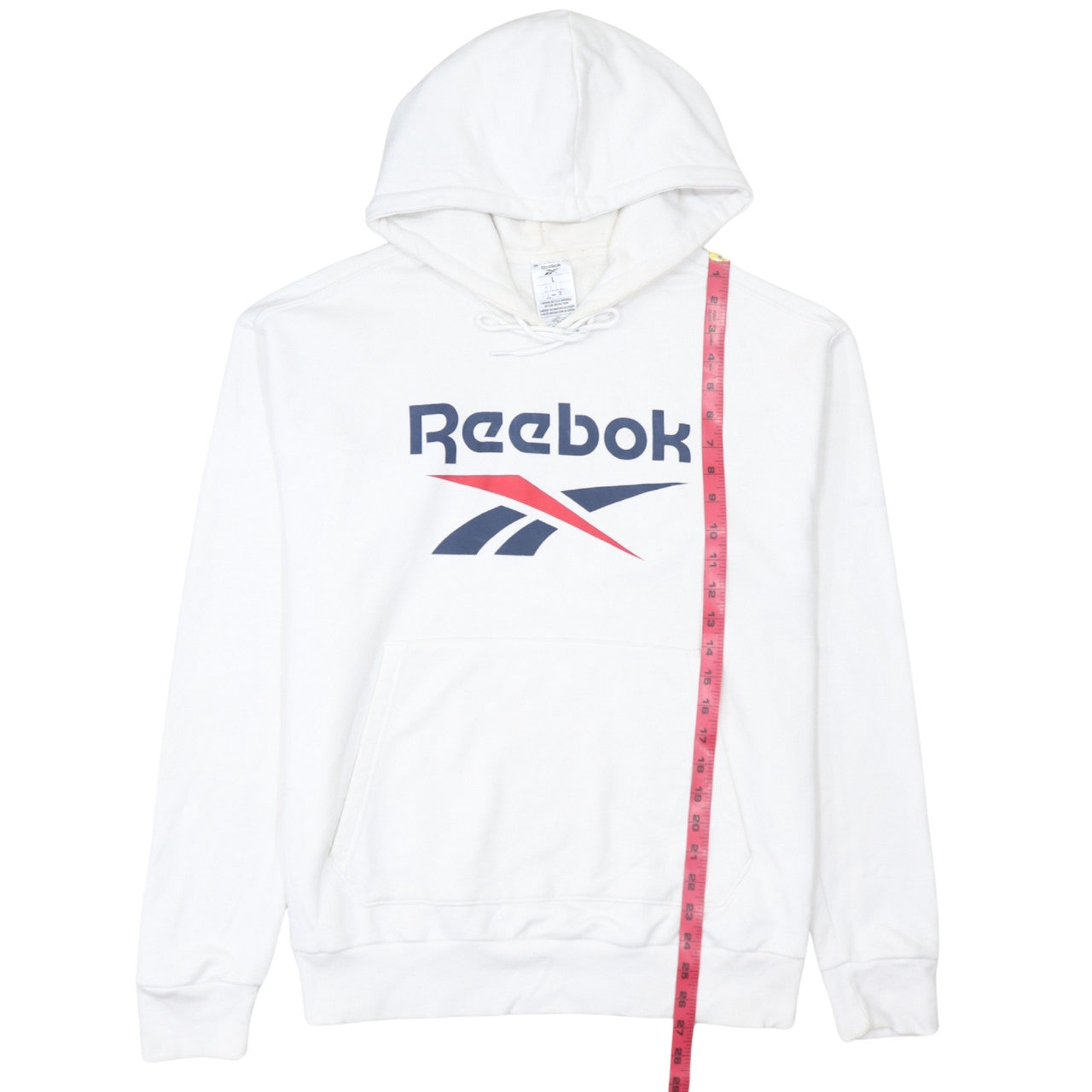 Reebok Women's White Large Pullover Hoodie with Logo Print