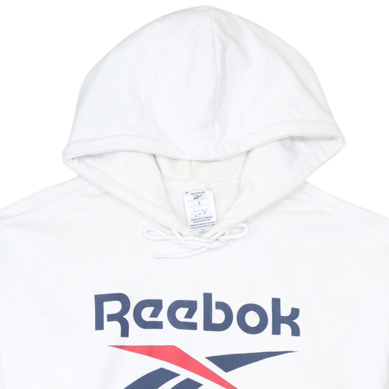 Reebok Women's White Large Pullover Hoodie with Logo Print