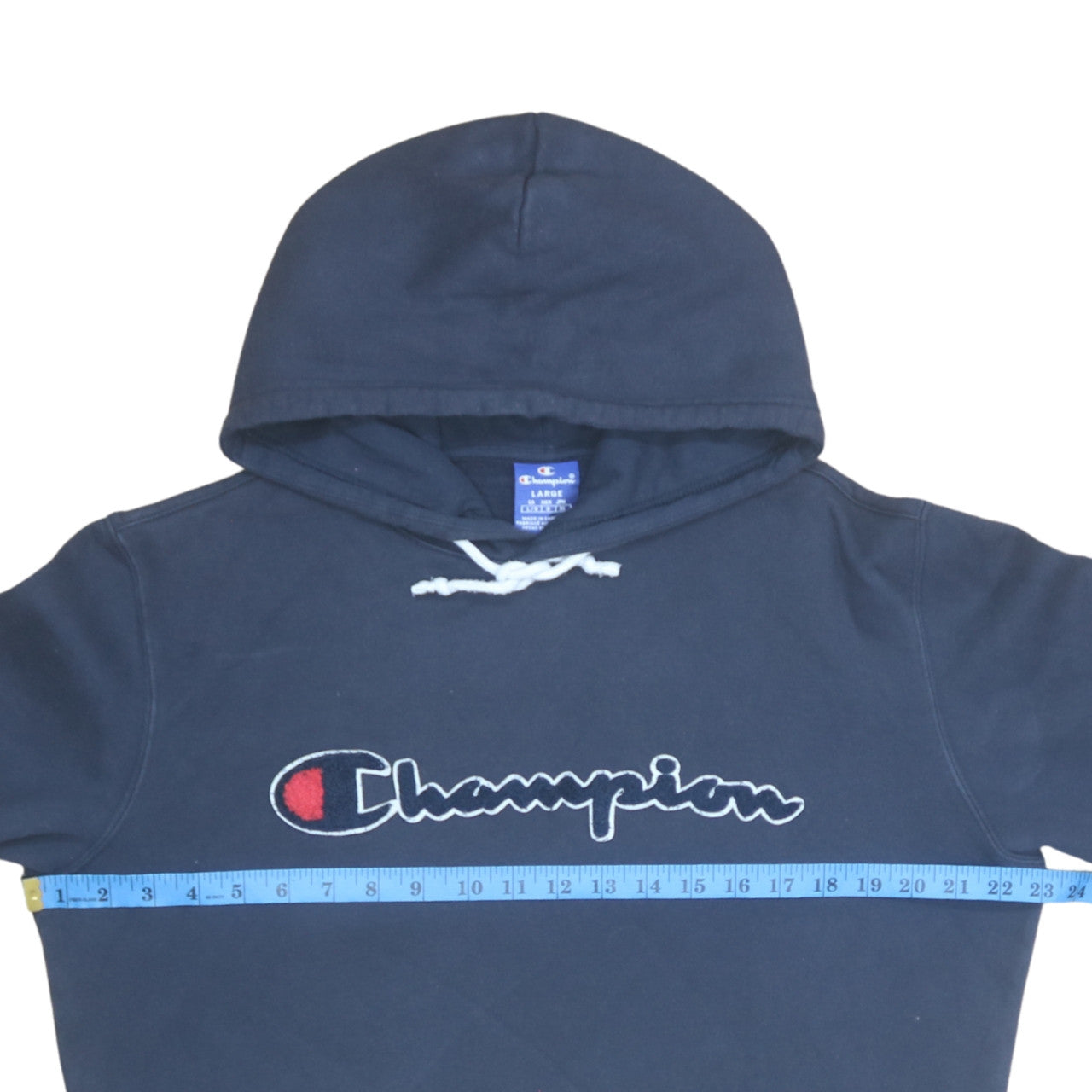 Champion Men's Blue Pullover Hoodie Large Embroidered Logo Cotton