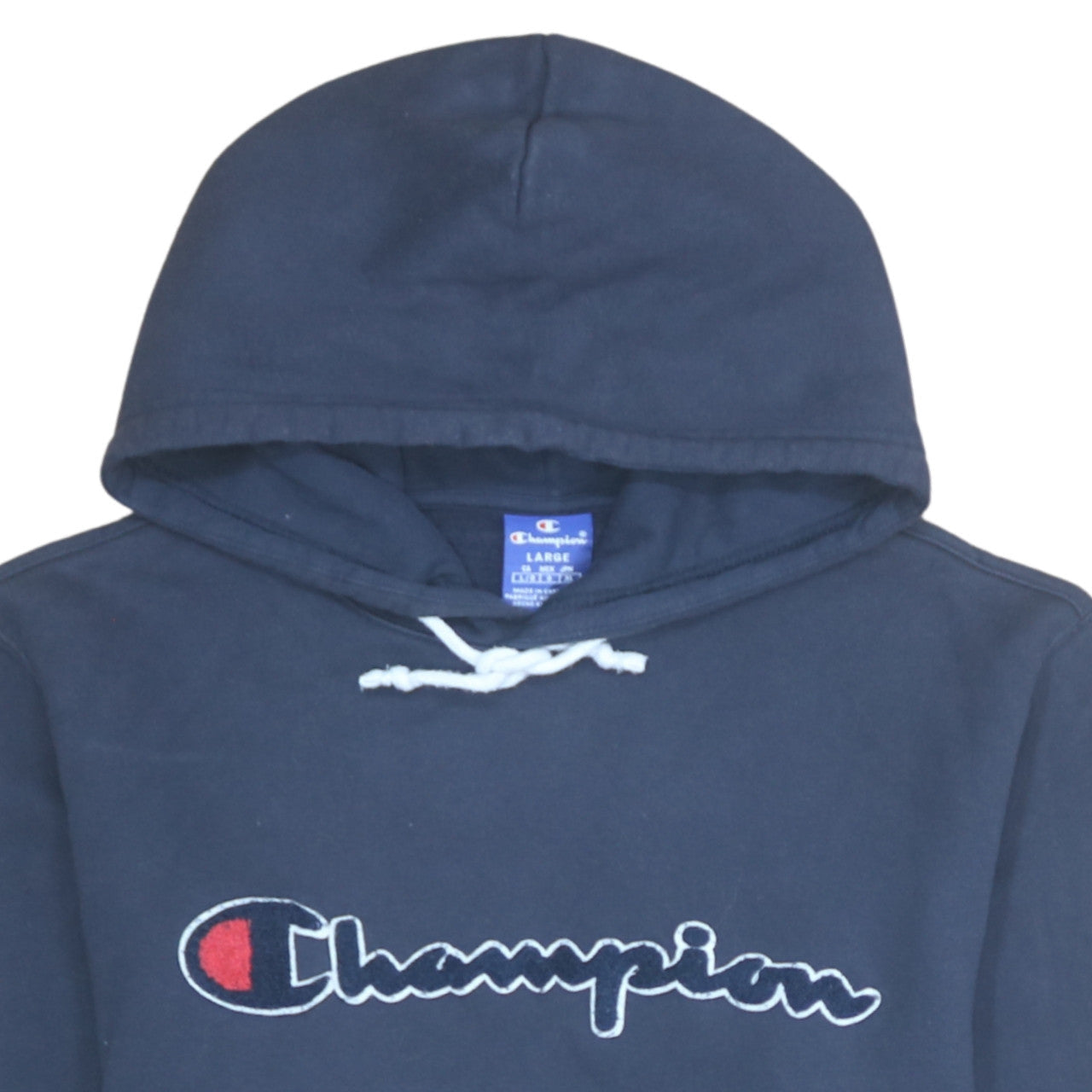 Champion Men's Blue Pullover Hoodie Large Embroidered Logo Cotton