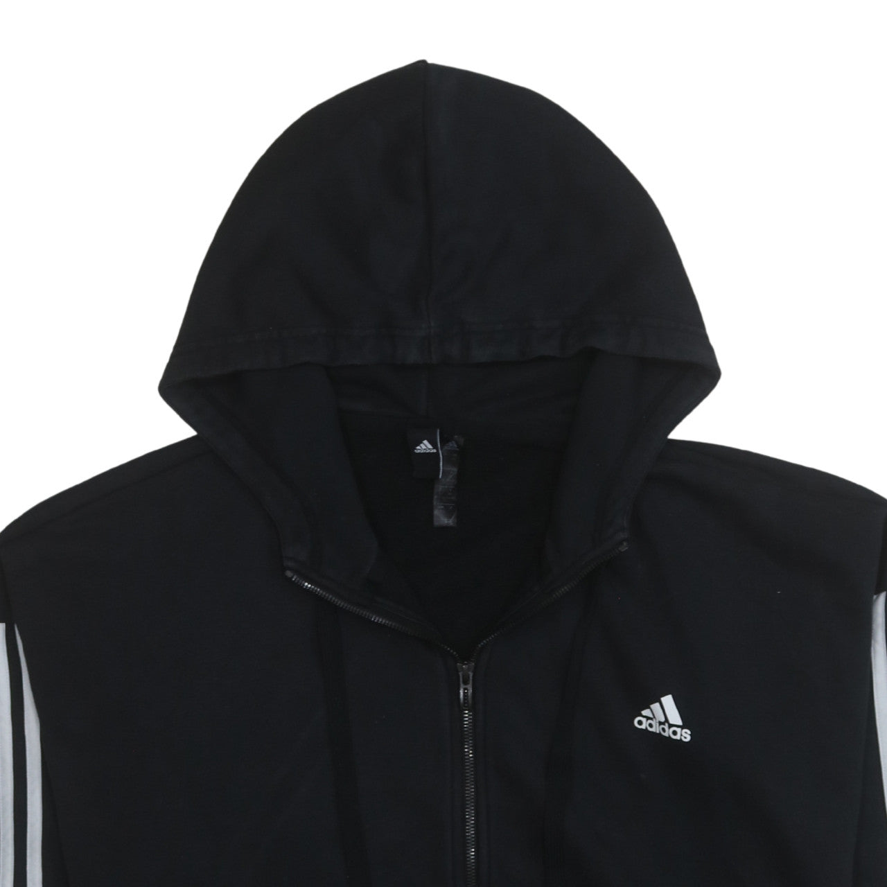 Adidas Womens Black Full Zip Hoodie XL Classic Stripe Casual