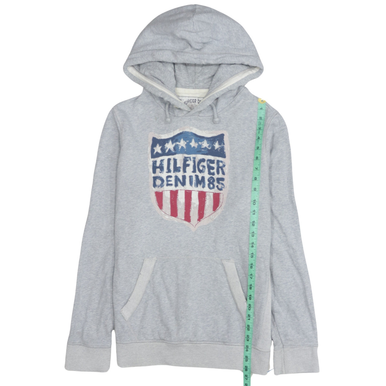 Tommy Hilfiger Denim Men's Grey Medium Pullover Hoodie with USA Graphic