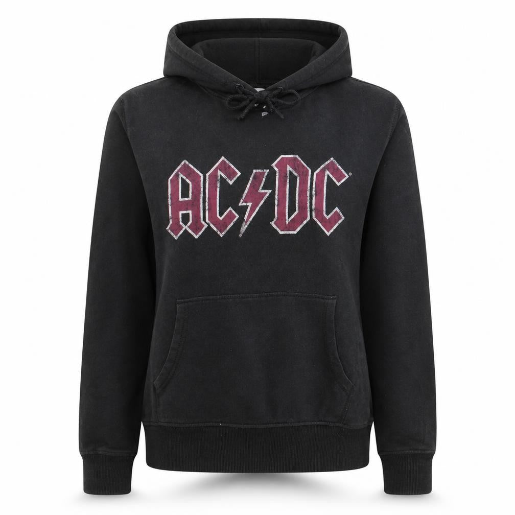 H&M L.O.G.G. Women Black AC/DC Hoodie Size S Cotton Blend Pullover
