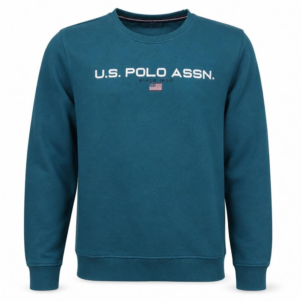 U.S. Polo Assn. Mens Blue L Crew Neck Logo Pullover Sweatshirt