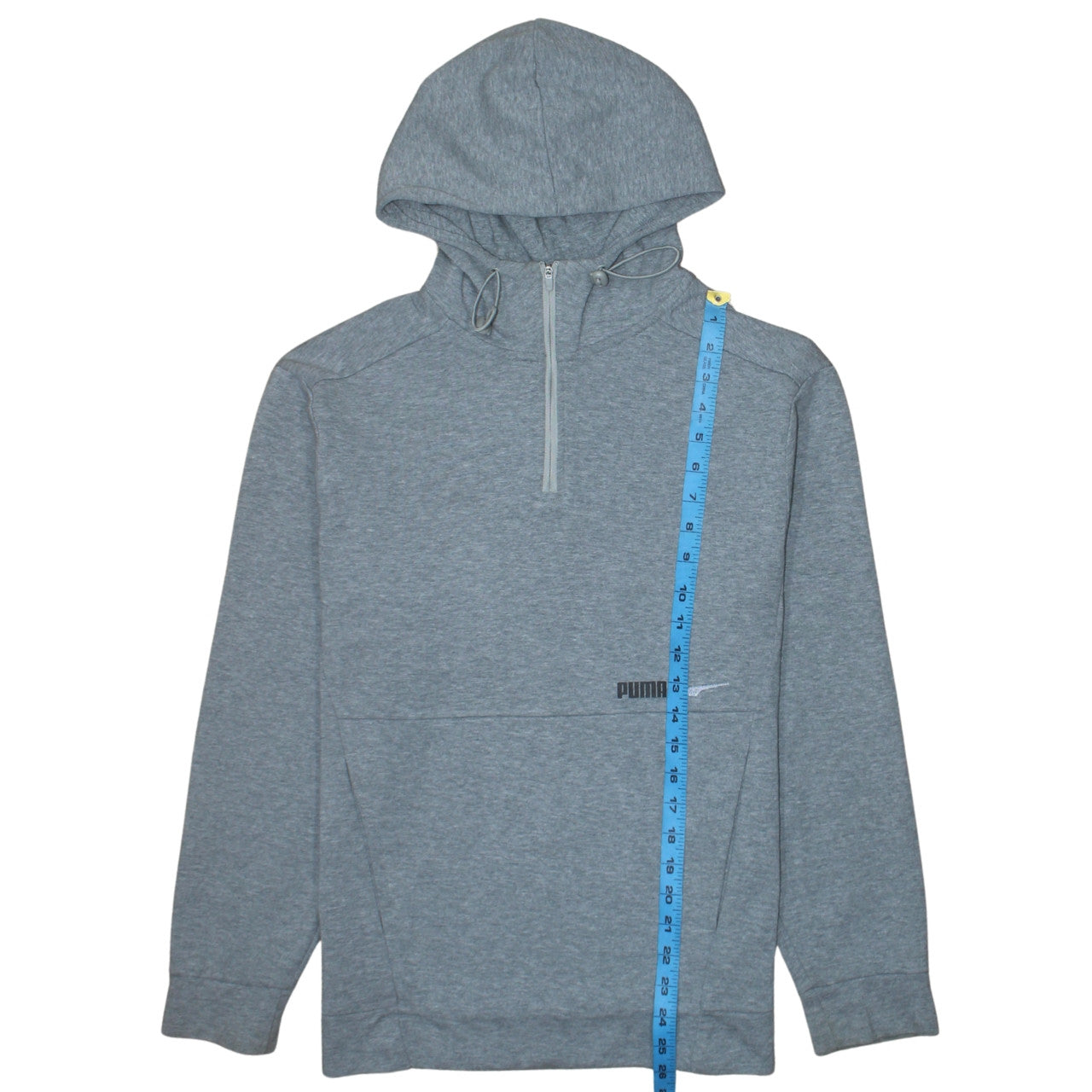 Puma Men's Grey 1/2 Zip Hooded Sweatshirt S Regular Fit