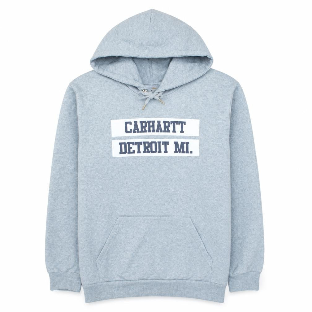 Carhartt Men’s Grey Pullover Hoodie M Graphic Logo Detroit MI