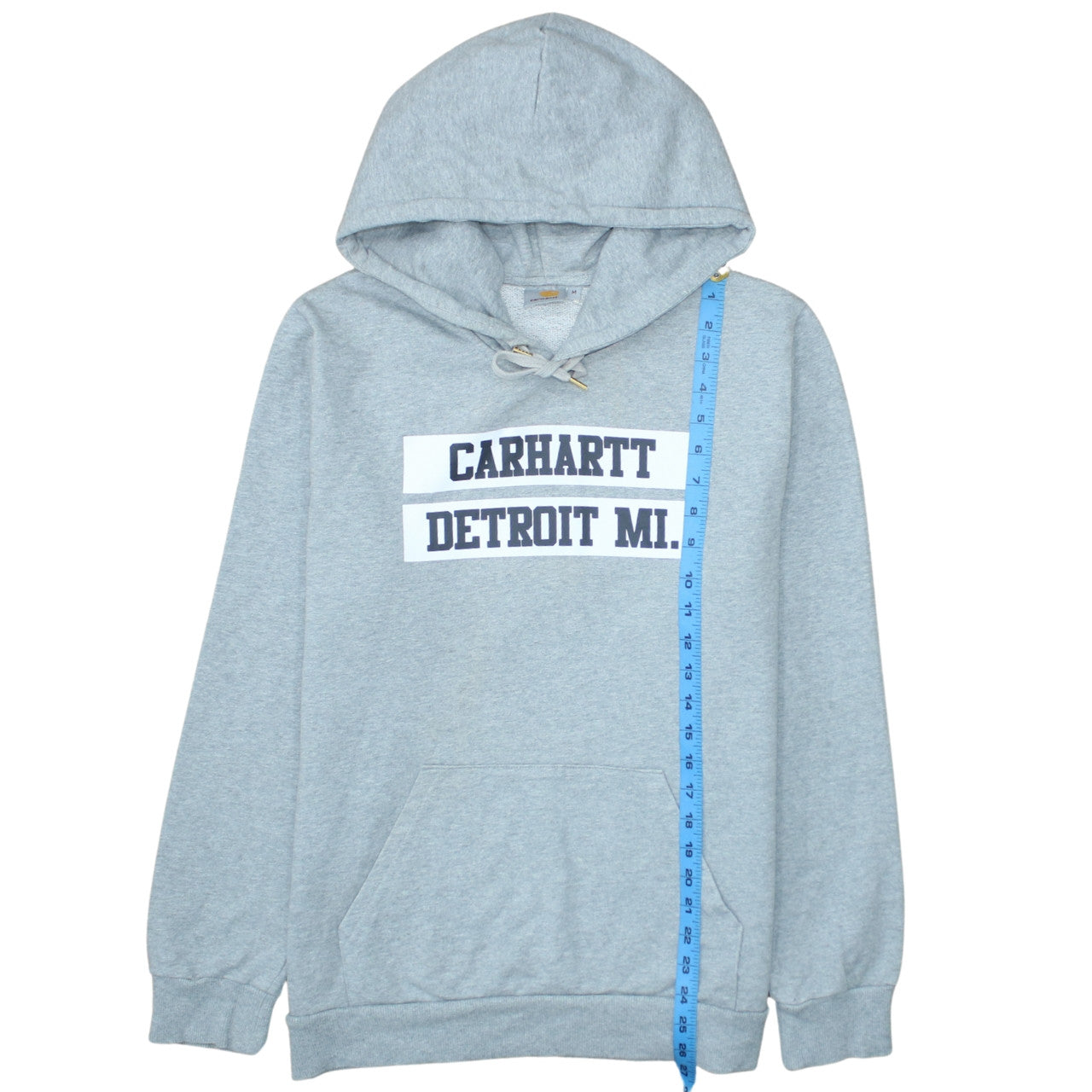 Carhartt Men’s Grey Pullover Hoodie M Graphic Logo Detroit MI
