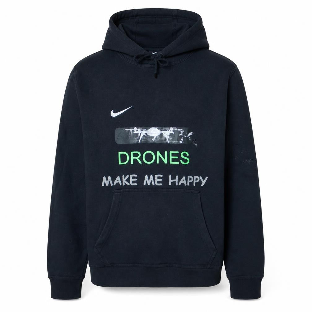 Nike Mens Black Medium Pullover Hoodie Drones Make Me Happy Graphic