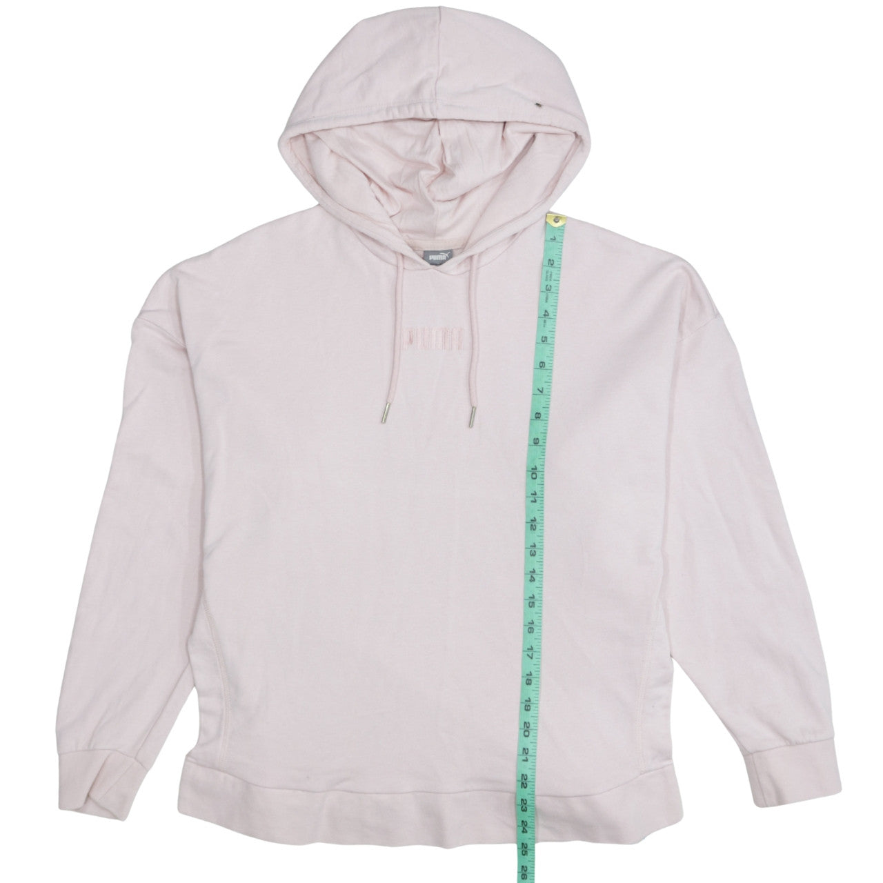 Puma Womens Pink Pullover Hoodie Medium Cotton Embroidered Logo Casual