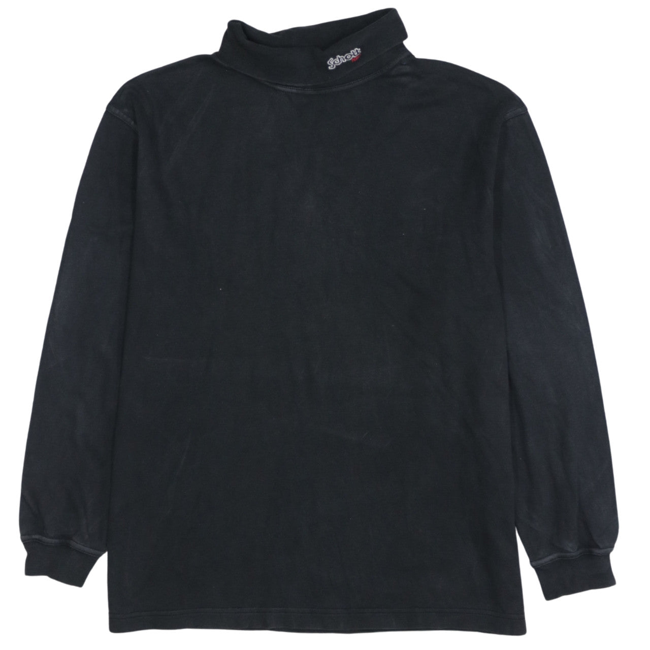 Schott NYC Men's Black Long Sleeve Roll Neck Cotton T-Shirt Size L