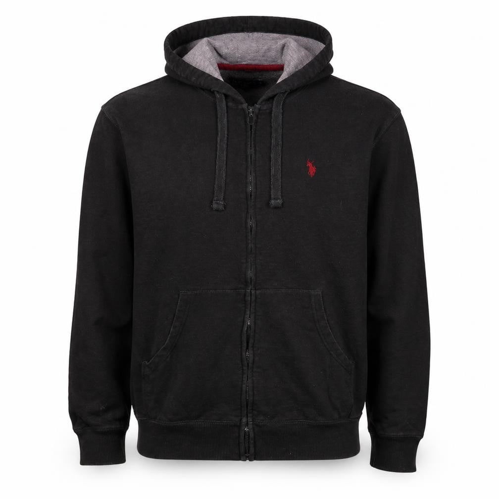 U.S. Polo Assn. Men's Black Full Zip Hoodie Size L Cotton Blend