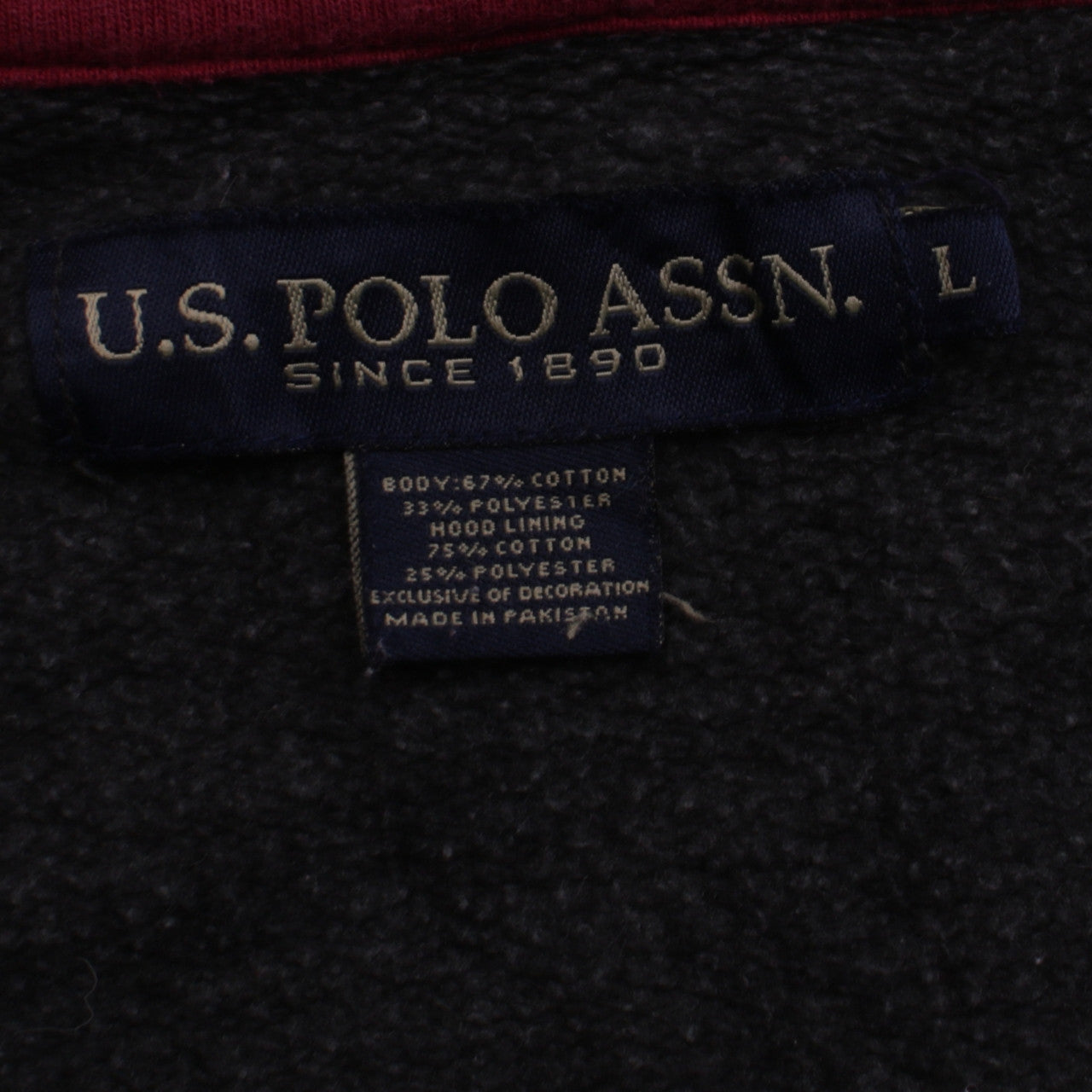 U.S. Polo Assn. Men's Black Full Zip Hoodie Size L Cotton Blend