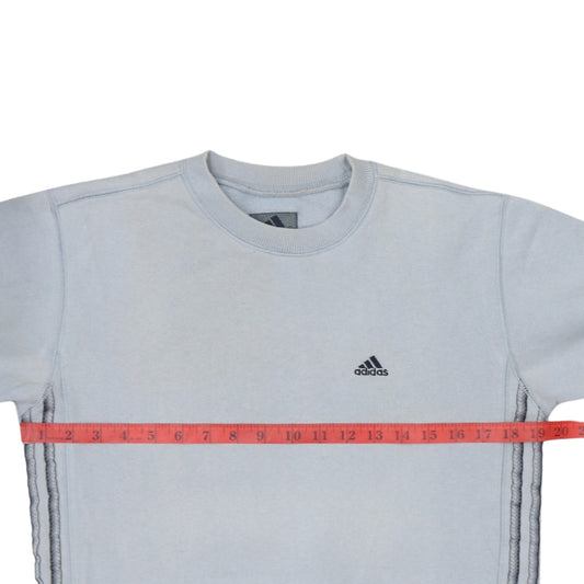 Adidas Boys Light Blue Crew Neck Pullover Sweatshirt Size 164