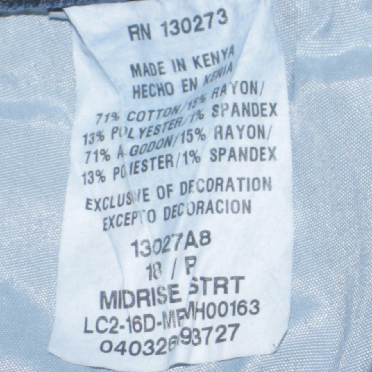 Lee Women’s Blue Mid Rise Straight Leg Stretch Jeans Size 18P