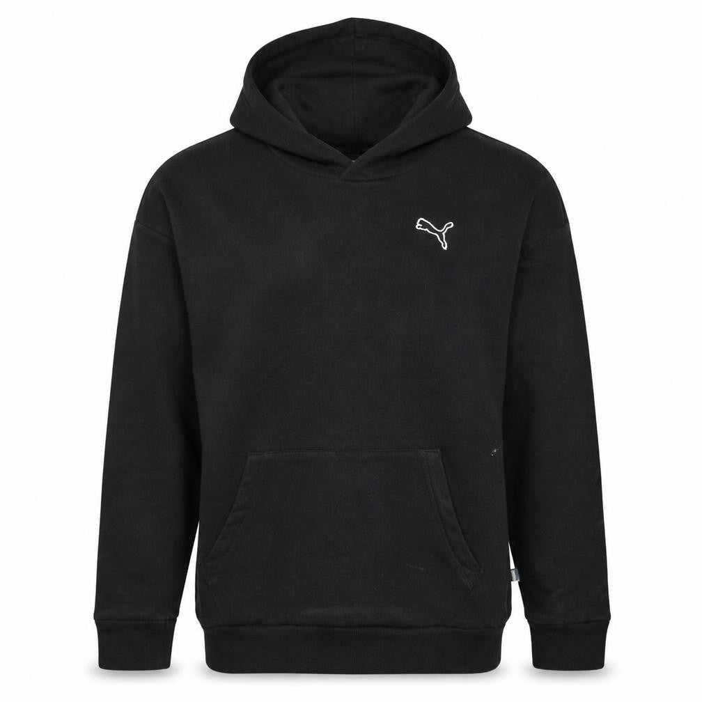 Front view of Puma Men's Black Small Pullover Hoodie with Logo