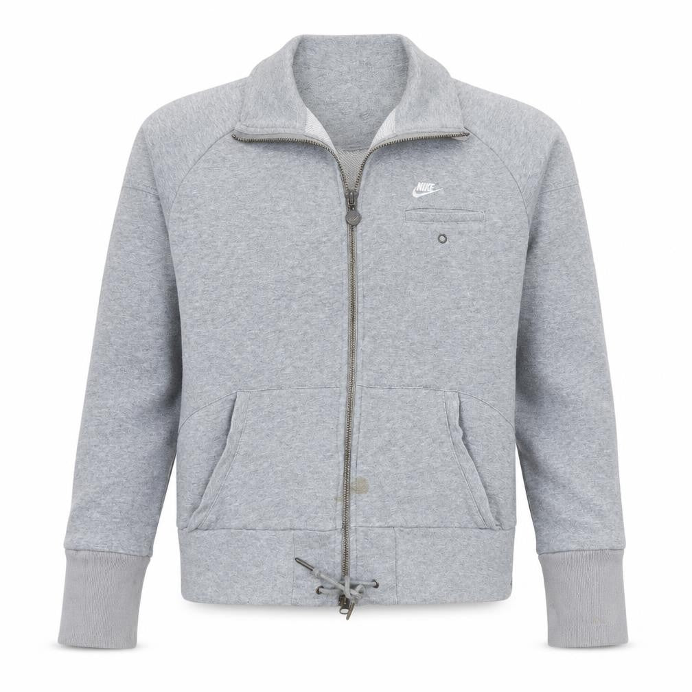 Front view of Nike boys’ grey full zip sweatshirt l jersey athletic casual
