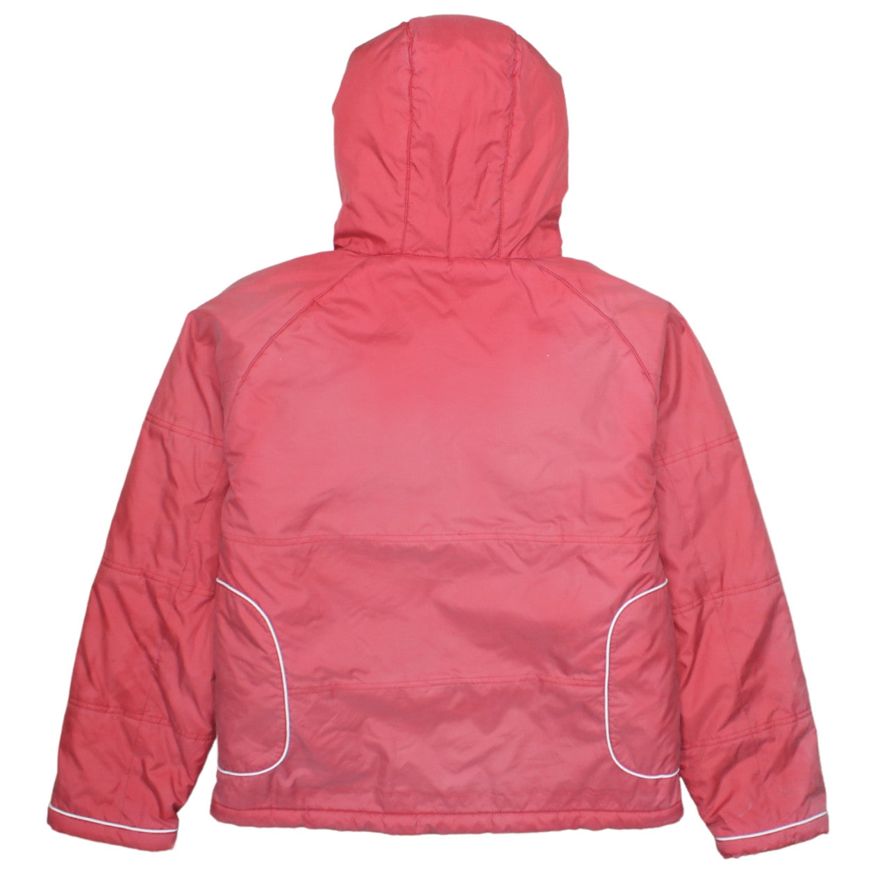 Reebok Womens Red Hooded Puffer Jacket L Full Zip Winter Coat