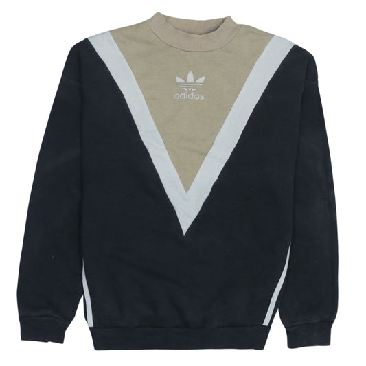 Adidas Women Beige & Black Colourblock Sweatshirt Size 4 Classic Fit