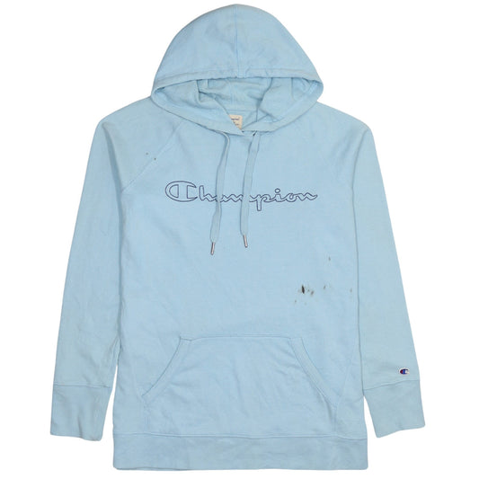 Champion Men's Blue Pullover Hoodie Medium Embroidered Logo