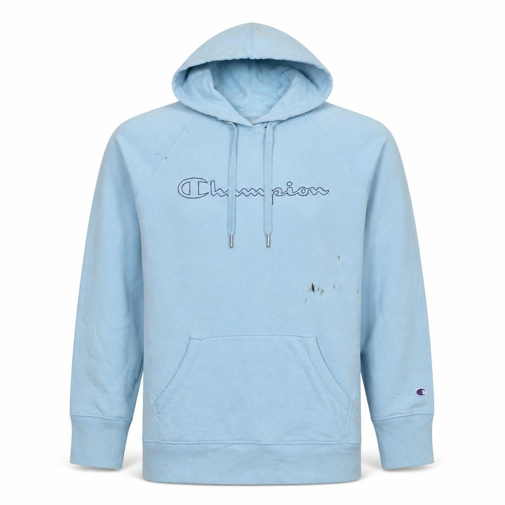 Champion Men's Blue Pullover Hoodie Medium Embroidered Logo