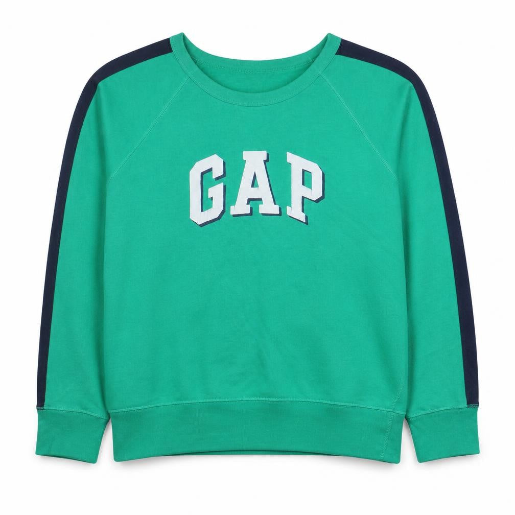 Gap Women's Green Crew Neck Pullover Sweatshirt XL Logo Print