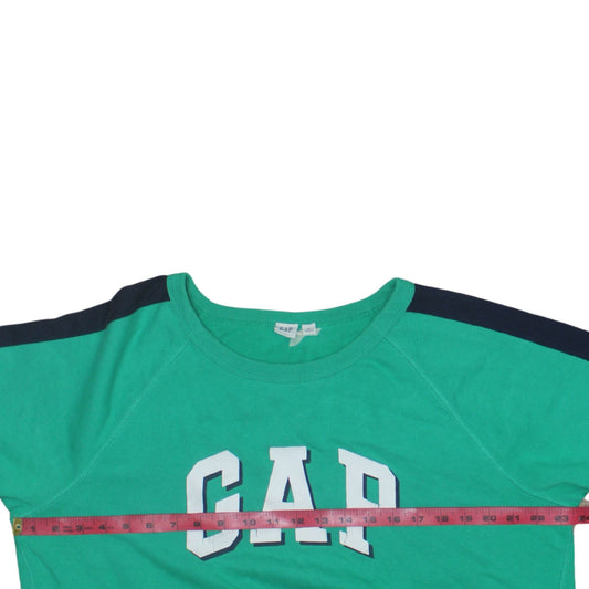 GAP Women's Green Crew Neck Pullover Sweatshirt XL Logo Print