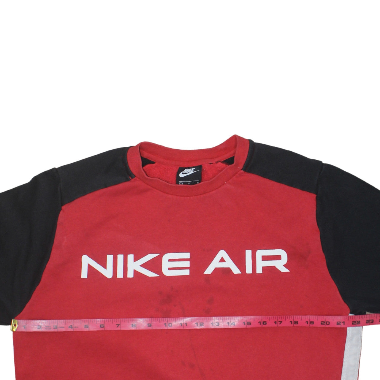 Nike Air Mens Red Black Crew Neck Pullover Sweatshirt Size M