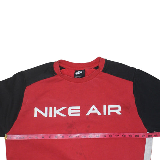 Nike Air Mens Red Black Crew Neck Pullover Sweatshirt Size M