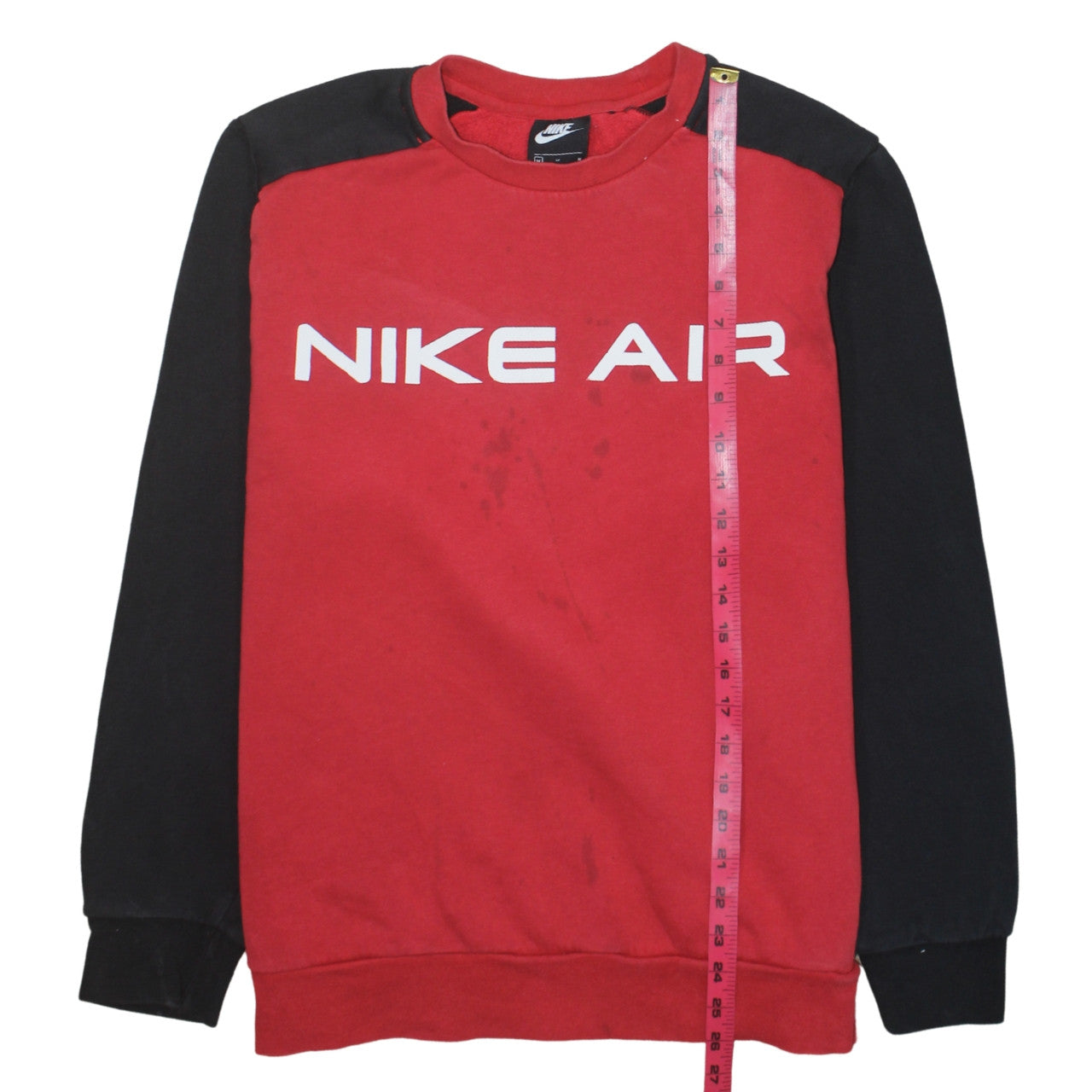Nike Air Mens Red Black Crew Neck Pullover Sweatshirt Size M