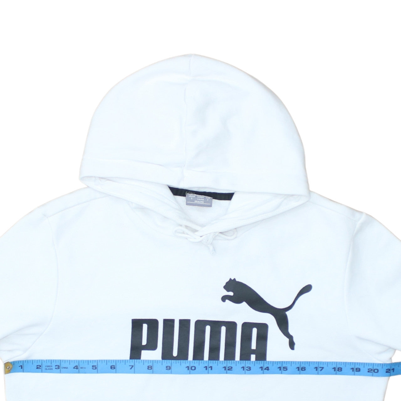 Puma Mens White Small Pullover Hoodie Logo Fleece Sweatshirt