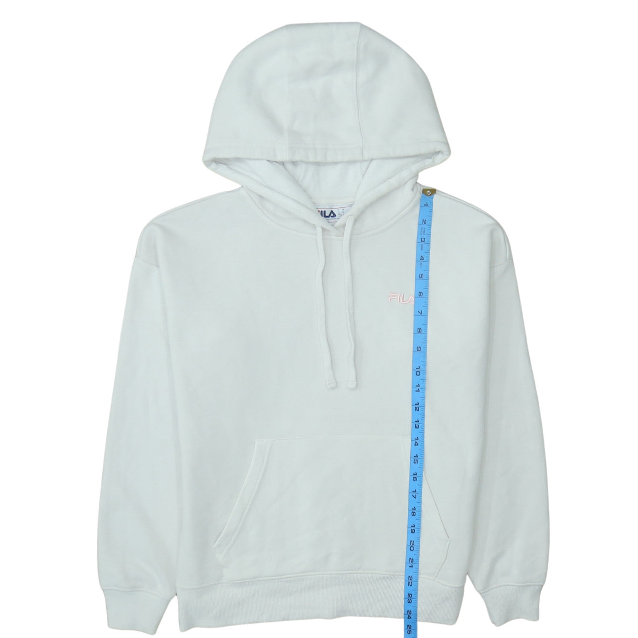 Fila Womens White Hooded Pullover Sweatshirt Size M Cotton Blend