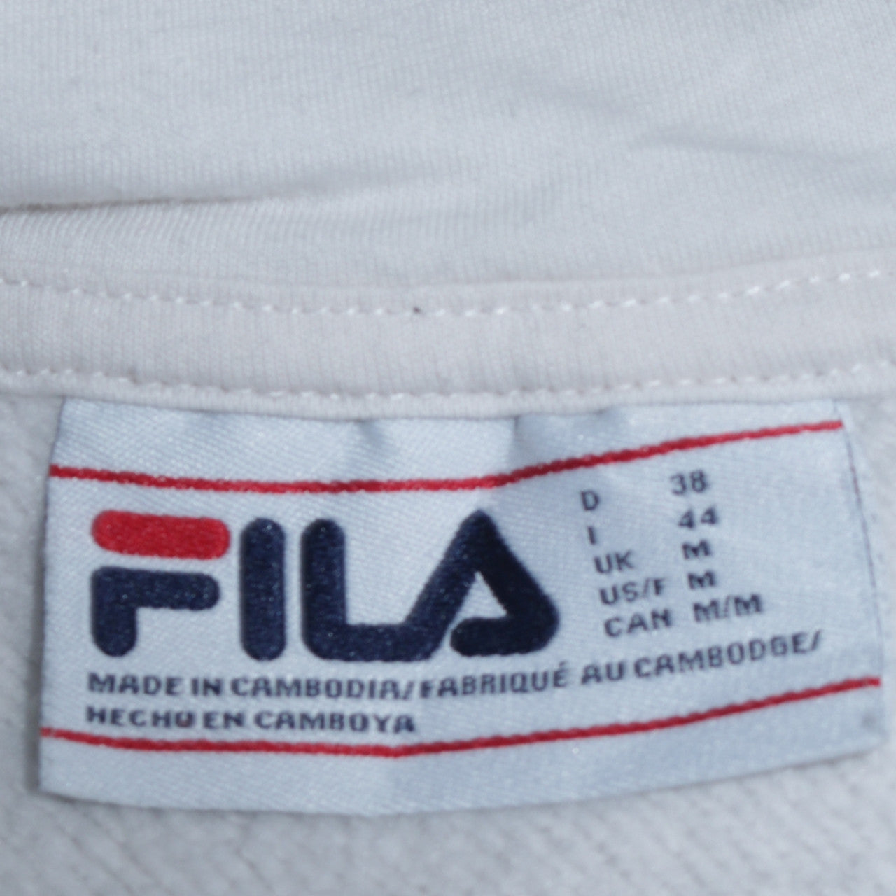 Fila Womens White Hooded Pullover Sweatshirt Size M Cotton Blend