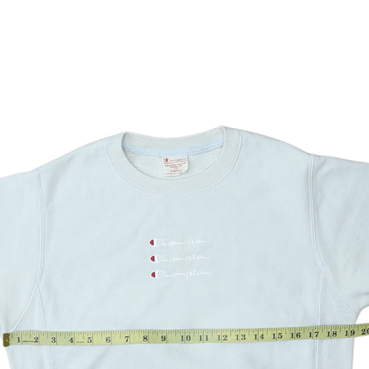 Champion Men's White Small Reverse Weave Pullover Sweatshirt